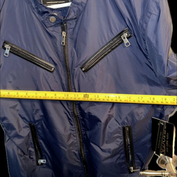 NWT MEN Sz XL SEDUKA Nylon Windbreaker Jacket Asymm MULTI ZIP POCKETS NAVY BLUE! - Picture 2 of 10
